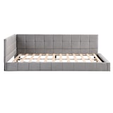 thumbnail of Merax Polsterbett Schlafsofa 140x200 Multifunktionsbett mit Lattenrost aus hautsympathische Samtstoff Grau