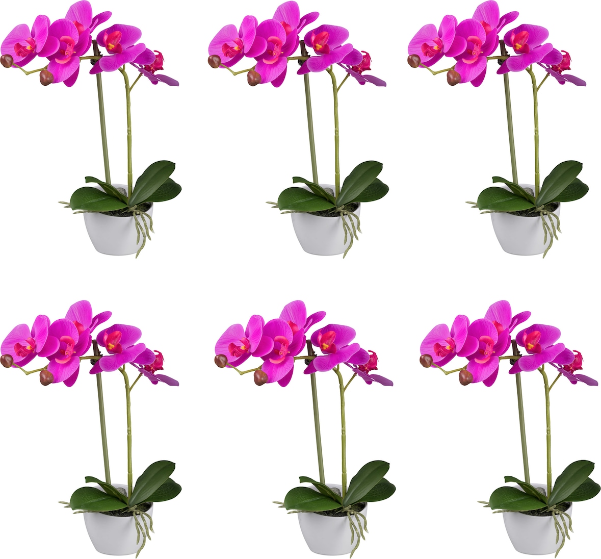 CREATIV green künstliche Pflanze Phalaenopsis, 33 cm, "Real Touch", 6er Set