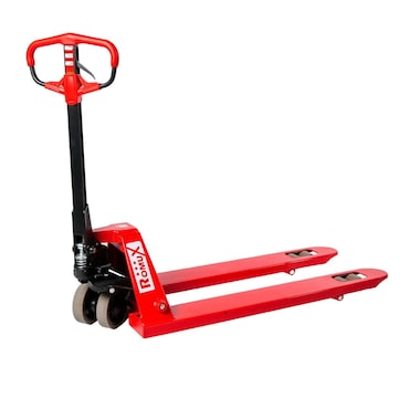 Romux® Porta-palete Manual vermelho 3000 kg Industrial com rodas de poliuretano | Garfos Padrão 550x1150 mm