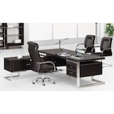 thumbnail of Eckschreibtisch Chefschreibtisch Schreibtisch Büromöbel 'Venedig' links in schwarz mit Kunstlederüberzug und Ziernähten Jet-Line