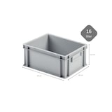 thumbnail of PROREGAL 5x Eurobehälter mit geschlossenem Griff & Auflagedeckel | HxBxT 17,5x30x40cm | 16 Liter | Grau | Eurobox