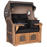 thumbnail of Strandkorb - bene living - Ammersee Teak Bullauge - PE grau - Skyline München - Liftersystem