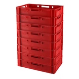 thumbnail of 8 Stück E1 Kisten 600 x 400 x 125 mm Fleischkasten Lagerkiste Metzgerkiste in rot