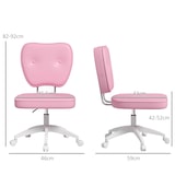 thumbnail of Silla de escritorio tapizada en PU silla de oficina giratoria con altura ajustable sin brazos carga 120 kg 46x59x82-92 cm rosa