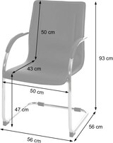 thumbnail of 2er-Set Esszimmerstuhl Sammy | HxBxT 93x56x56cm | Sitzhöhe 47cm | Stahl | Schwarz | Freischwinger Küchenstuhl Lehnstuhl Stuhl