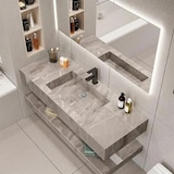 thumbnail of Badezimmer Waschbecken Set LED-Spiegel, Ablageplatte BG120 Grau 120x55cm