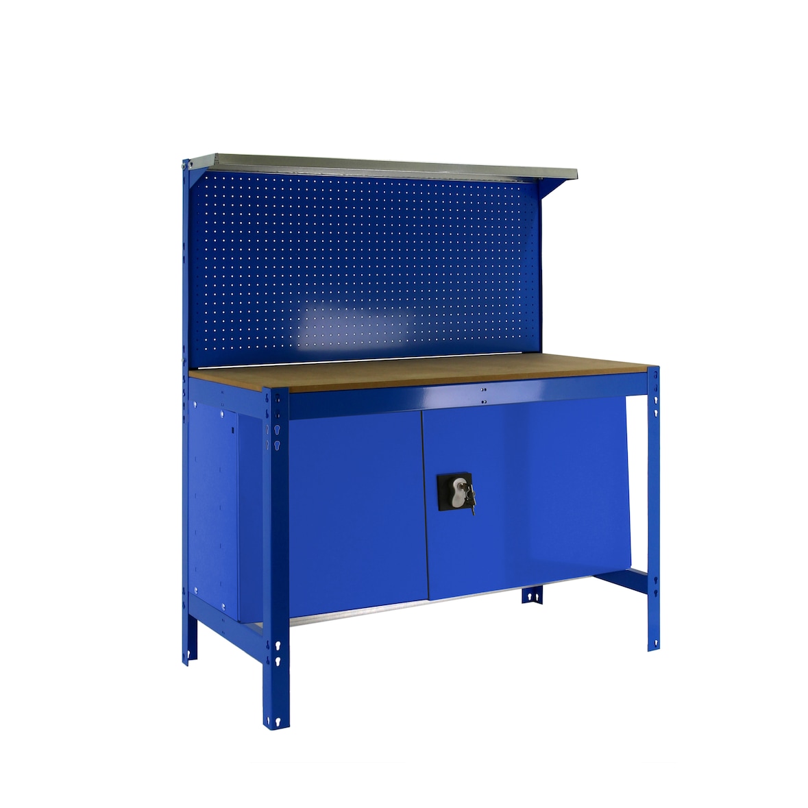 SimonRack Banco de Trabajo Taller, 1210x610 mm, Panel Perforado y Cabina, Capacidad Carga 600 kg, Azul - BT-3