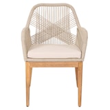 thumbnail of Gartenstuhl | HxBxT 85x58x59 cm | Sitzhöhe 47cm | wetterfest Seilgeflecht Rope Holz Akazie | Beige Kissen Creme-Weiß | Sessel Outdoor Stuhl