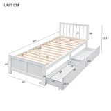 thumbnail of Merax Stauraumbett Einzelbett Holzbett 90x200 aus Kiefernholz & MDF mit 2 Schubladen & Lattenrost für Schlafzimmer Weiß