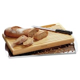 thumbnail of Planche à pain en bois et acier inoxydable avec couteau   47,5 x 26 cm