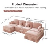 thumbnail of Modulares U-förmiges 4-Sitzer Sofa Chenille 93x350x140 cm Rosa mit abnehmbaren Rüschen und flexiblem Hocker