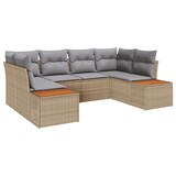 thumbnail of vidaXL 6-teiliges Garten Sofa Set mit Kissen Beige Poly Rattan Akazie