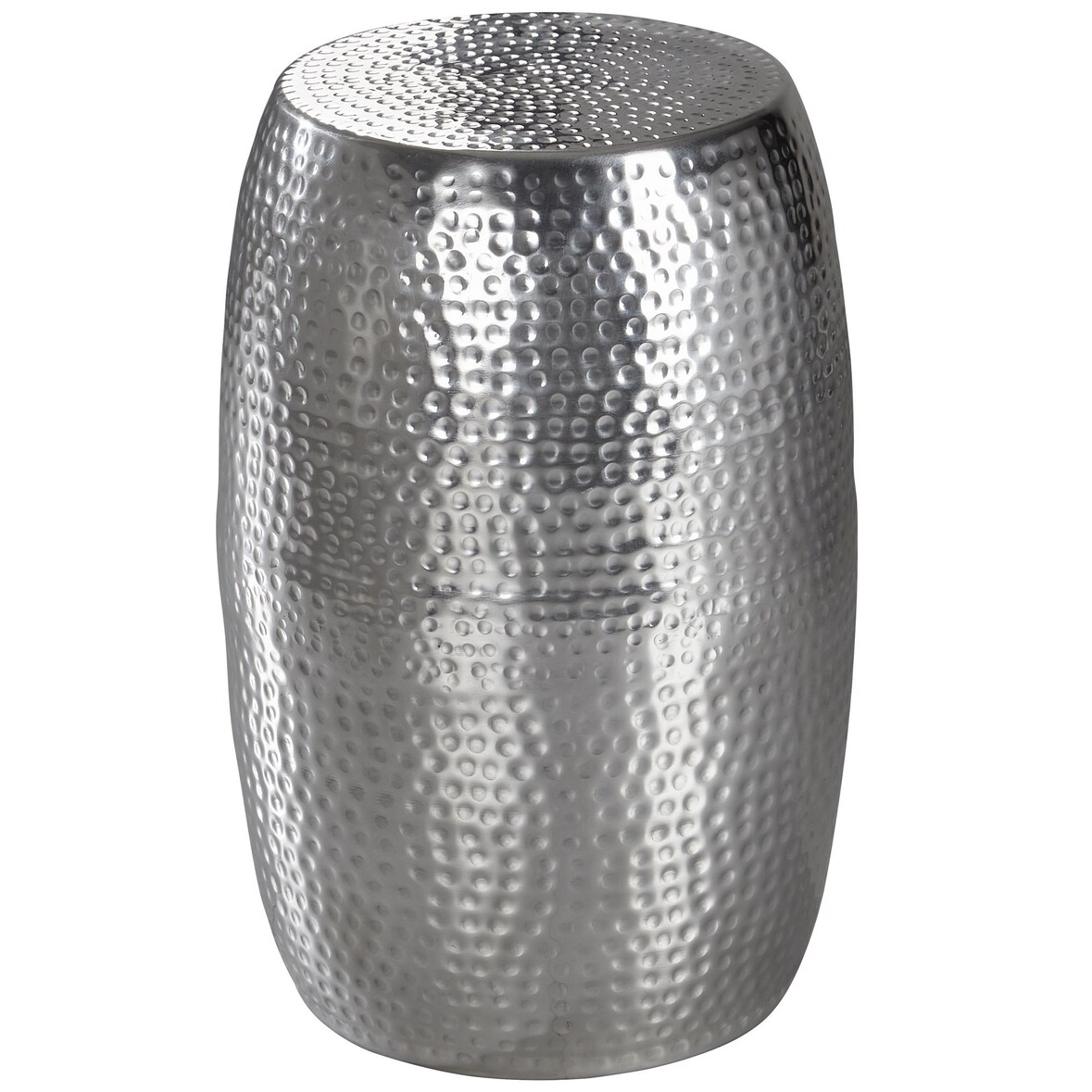 Beistelltisch 30x49,5x30cm Aluminium Silber Dekotisch orientalisch rund, Kleiner Hammerschlag Abstelltisch, Designer Ablagetisch Metall modern,