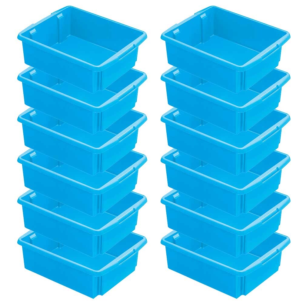 12x Aufbewahrungsbox, stapelbar, nestbar, 17 Liter, LxBxH 455x360x145 mm, blau