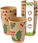 thumbnail of BIOZOYG 500 Stück Riffelbecher für Heißgetränke 300ml / 12oz Einwegbecher Pappbecher Zweige Winterbecher kompostierbar umweltfreundlich