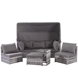 thumbnail of Merax Gartenlounge-SetRattan Sonneninsel Sitzgruppe, Sofa mit Sonnendach, Outdoor Gartenmöbel, Terrassenmöbel, wetterfest - grau