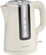 thumbnail of Bomann WK 1566 CB Hervidor Agua Eléctrico, 1,7 L, Resistencia Oculta, Inalámbrico, Apagado Automático, Crema, 2200W