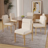thumbnail of Esszimmerstuhl 2er Set Sherpa Beige 81x52x46 cm dick gepolstert mit Rückenlehne Metallgestell in Eichenholz Optik für Esszimmer Café