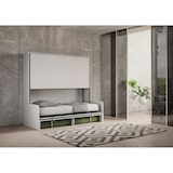 thumbnail of Cama de casal Kando com sofá e colchões em cinza branco, verde