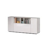 thumbnail of Dmora Highboard Paterson, Modernes Sideboard mit 3 Türen, Wohnzimmerbuffet mit Fächern, Wohnzimmer-Sideboard, 150x41h76 cm, Weiß und Zement