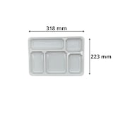 thumbnail of Plateau repas 5 compartiments en plastique blanc 318+34x223 mm par 50