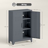 thumbnail of Aktenschrank Metallschrank 75x33x110 cm mit Lamellentüren und 2 verstellbaren Einlegeböden Grau für Büro und Haushalt
