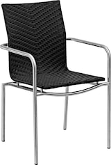 thumbnail of METRO Professional terrasstoel Milano, staal/ PE-rotan, 56 x 56 x 88 cm, met armleuningen, stapelbaar, zwart