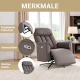 thumbnail of Home Nature Wohnkonzept Elektrischer Relaxsessel Fernsehsessel mit Fußstütze verstellbare Rückenlehne Kunstleder Braun Stahlfuß Schwarz