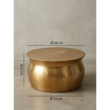thumbnail of Couchtisch 60x30,5x60 cm Aluminium Gold Beistelltisch orientalisch rund, Flacher Hammerschlag Sofatisch Metall, Design Wohnzimmertisch modern,