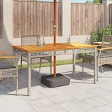 thumbnail of vidaXL Gartentisch Grau 140x80x75 cm Poly Rattan Akazienholz