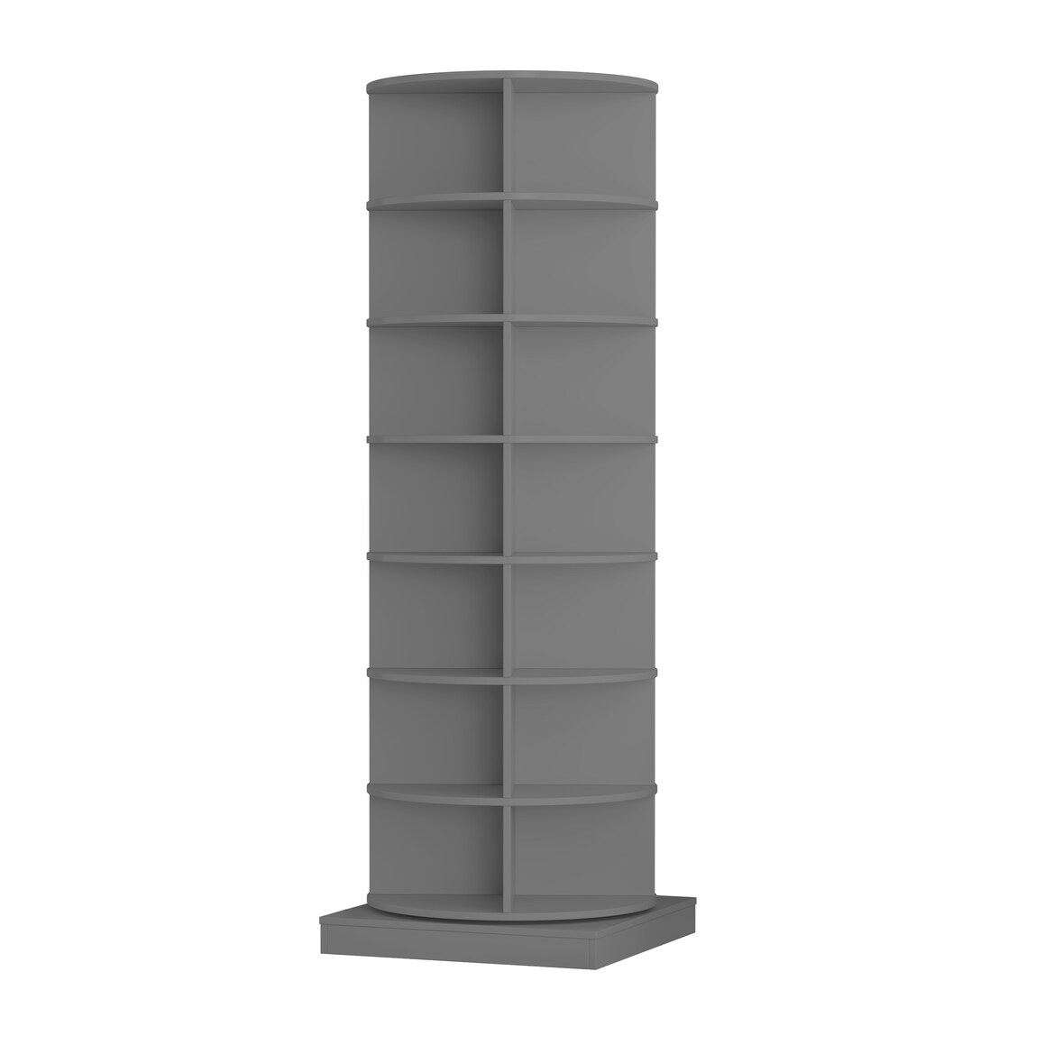 Schuhschrank drehbar 360 Grad Grau, 28 Paar, 7 Ebenen, platzsparender Drehturm aus MDF und Spanplatte, modernes Design, leicht zu montieren