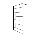 thumbnail of AICA Walkin Mampara Panel de ducha serigrafiada de línea negra Vidrio Templado de 8mm Antical con Barra 90cm Perfil Negro Mate (88-90)x200cm