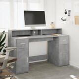 thumbnail of Bureau et lumières LED gris béton 140x55x91cm bois d'ingénierie Modèle Atlas Office Pro Industriel