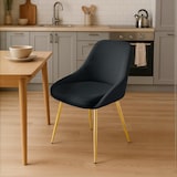 thumbnail of Cadeira de jantar Elmira em veludo preto/metal dourado