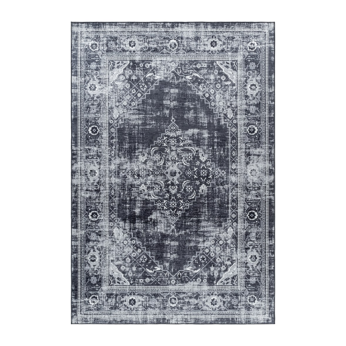 Teppich Schlafzimmer Orientalisch Pflegeleicht Waschbar Strapazierfähig Wohnzimmer Esszimmer Schwarz 120x170 cm – PIZOL von Kadima Design