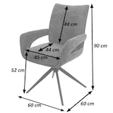 thumbnail of Sedia da pranzo HWC-O78, sedia da cucina Sedia, girevole a ritorno automatico, tessuto/ceniglia (310 g/m²) Oeko-Tex ~ rosso-marrone