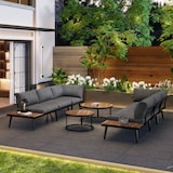 thumbnail of Merax tuinloungeset voor 5-6 personen, tuinmeubelen, eetset voor terras, balkon, tuin, binnen, buiten, eetset, 6-delig