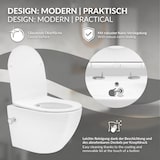 thumbnail of LuxeBath Wand-WC spülrandlos 49 cm kurz Weiß – Tiefspüler Keramik, Bidet-Funktion, Tornadospülung, Nano, WC-Sitz Softclose abnehmbar