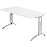 thumbnail of bümö manuell höhenverstellbarer Schreibtisch 160x80 cm in weiß - PC Tisch höhenverstellbar & groß, höhenverstellbarer Tisch Büro, großer