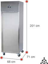 thumbnail of Romux® Kühlschrank mit 1 Tür 68 cm mit Umluftkühlung | Gastro Kühlschrank aus Edelstahl mit 430 L Kapazität - 3 Einlegeböden und 480 W