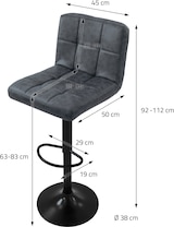 thumbnail of Barhocker 2er Set Anthrazit Kunstlederbezug mit Rückenlehne und Fußstütze höhenverstellbar 63-83cm