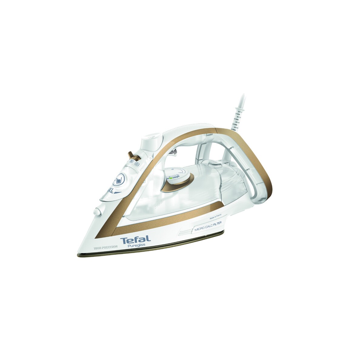 Tefal FV8042 Puregliss Dampfbügeleisen in weiß mit integriertem Kalksystem