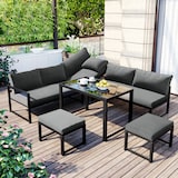 thumbnail of Merax Gartenlounge-Set, mit Liegefunktion, Vierter Gang verstellbare Rückenlehne, Grau