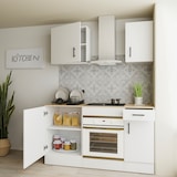 thumbnail of Cucina Componibile Completa Da 160 Cm Moderna con Cassetti Ammortizzati Piedini Regolabili Moduli Pensili Facile Da Installare Bianco Lucido e Rovere