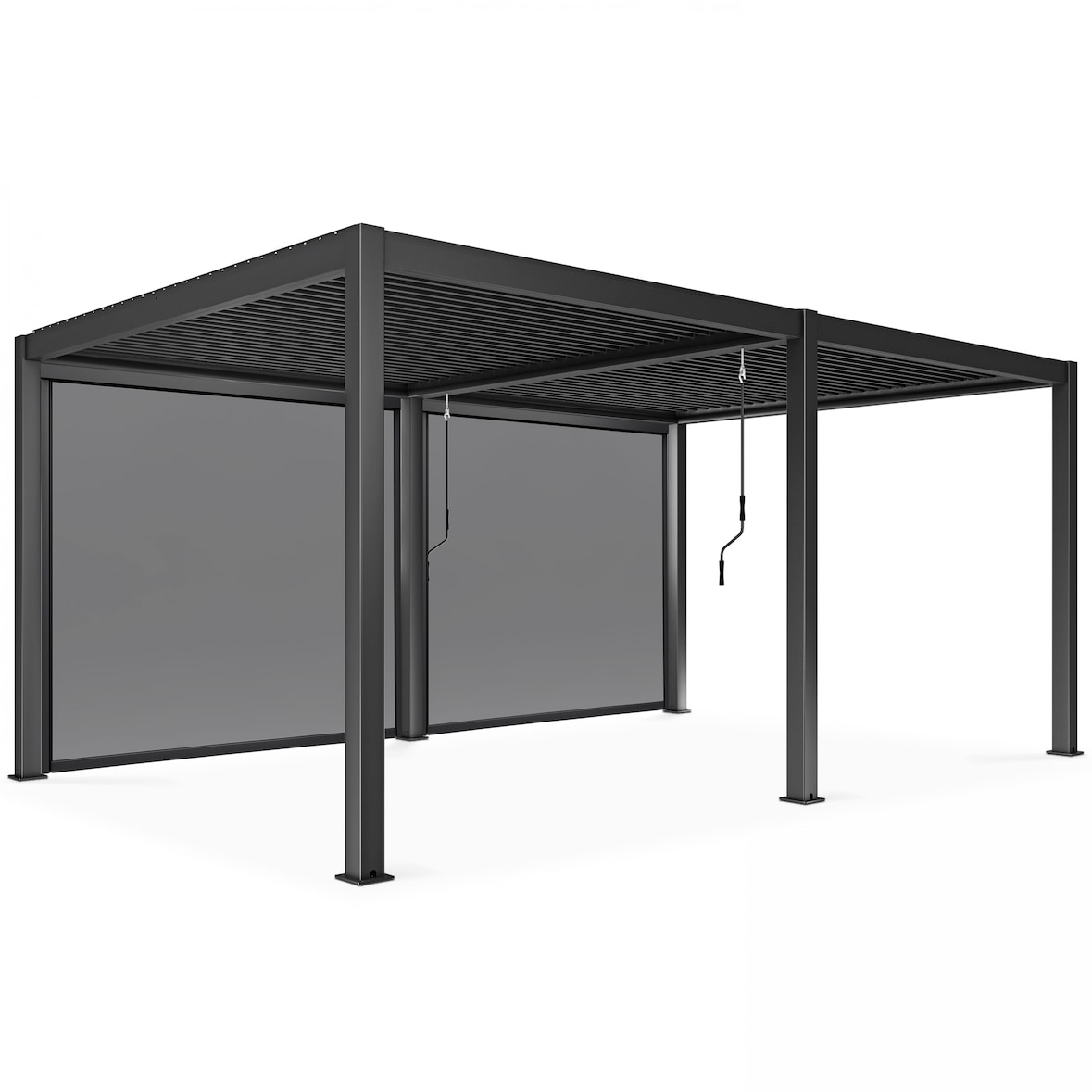 3 x 6 m vrijstaande bioklimatologische pergola met 2 grijze luifels