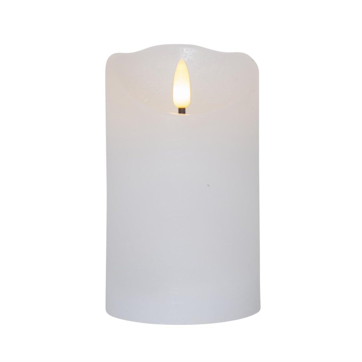 LED Kerze Rustik Optik Echtwachs flackernde Flamme H: 12,5cm Timer Batterie weiß