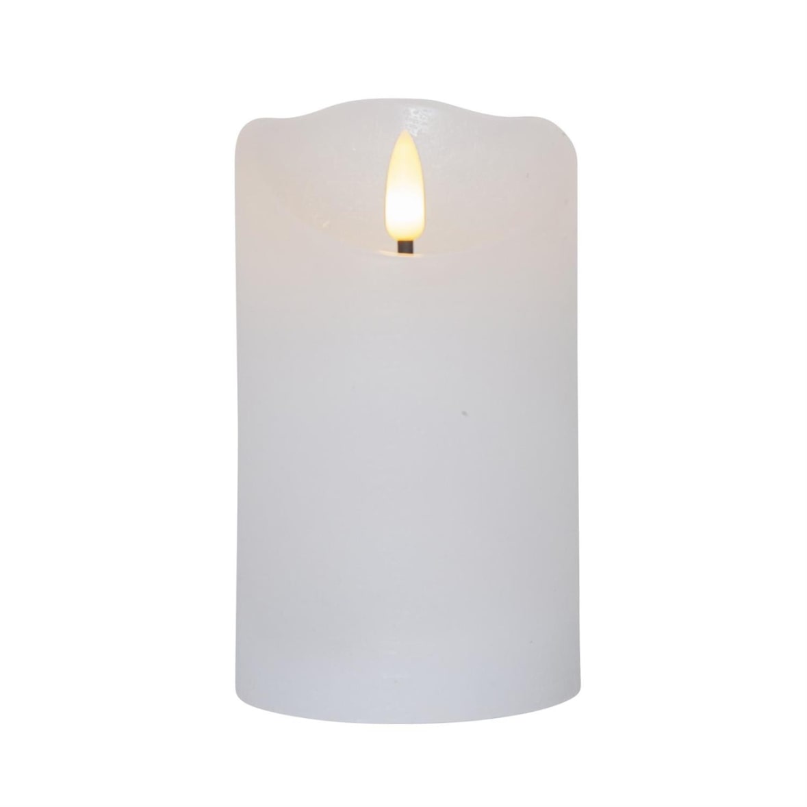 LED Kerze Rustik Optik Echtwachs flackernde Flamme H: 12,5cm Timer Batterie weiß