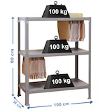 thumbnail of Estante de metal sem parafusos Fileclick 3 prateleiras parafusos. Cor cinza 900x1000x360 mm