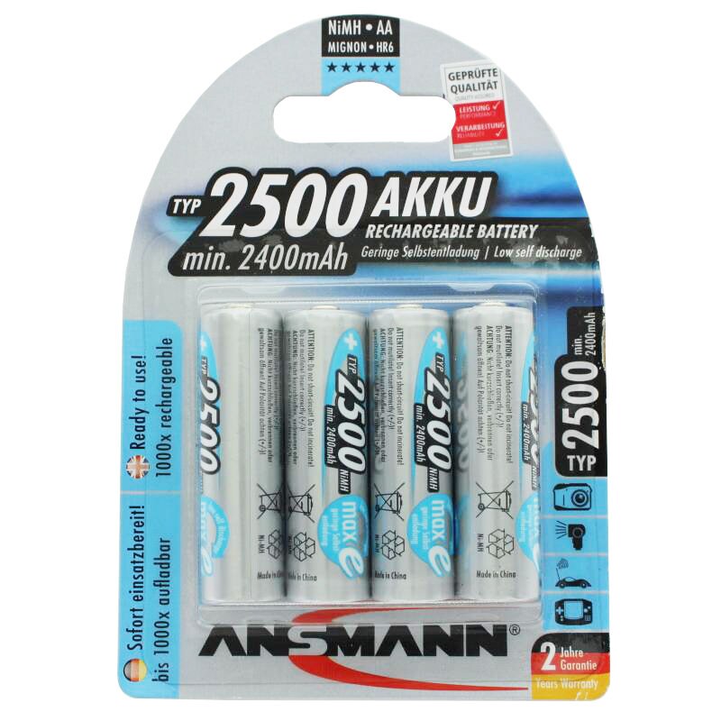 Ansmann maxE Mignon AA 2500mAh Akku im 4er Blister Ready to use vorgeladen