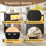 thumbnail of Bartisch ausziehbar 205x39x100 cm mit LED-Beleuchtung Stauraum Rollen und USB-Anschluss MDF Glas Schwarz für Küche Wohnen